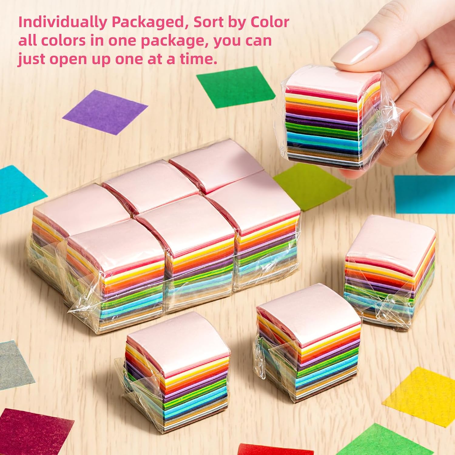 Simetufy 5400 Pcs 1 in Tissue Paper Squares 36 Assorted Colors for Crafts | Art Rainbow Tissue Paper Bulk for Mother's Day. Projects. Collage. Suncatchers. Scrapbooking - Non Bleeding - Image 4